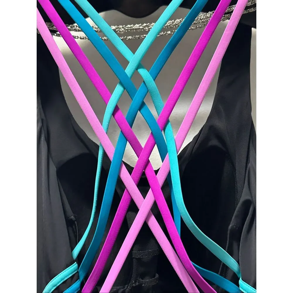 Swimsuits For All Size 26 Black Crisscross Back One Piece Swimsuit